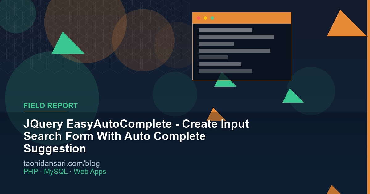 JQuery EasyAutoComplete - Create Input Search Form With Auto Complete Suggestion